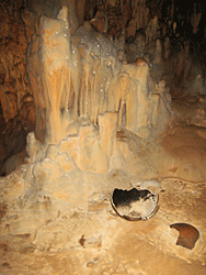 stalagmites and pottery